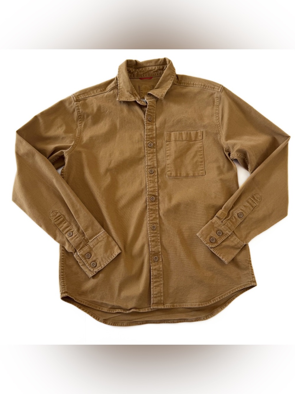 Topo Designs Shirt Mens Medium Organic Cotton Button Down Desert Long Sleeve Tan